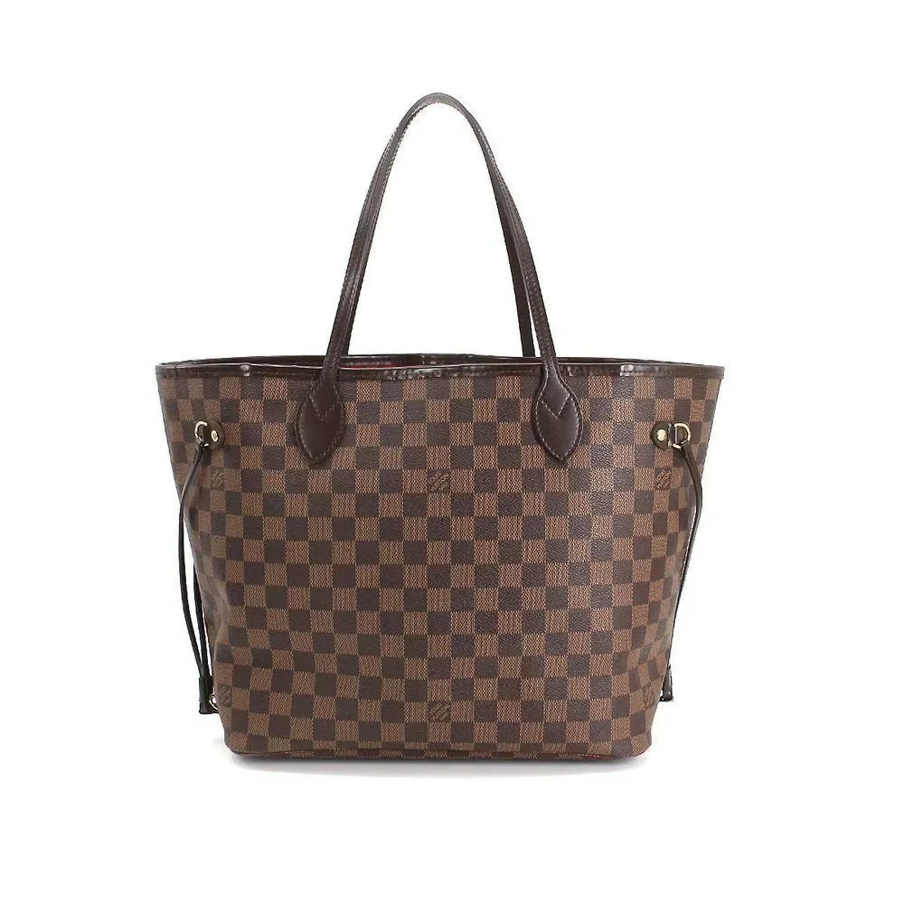 Louis Vuitton Damier Neverfull MM Tote Bag Ebene Cerise Brown Gold Hardware